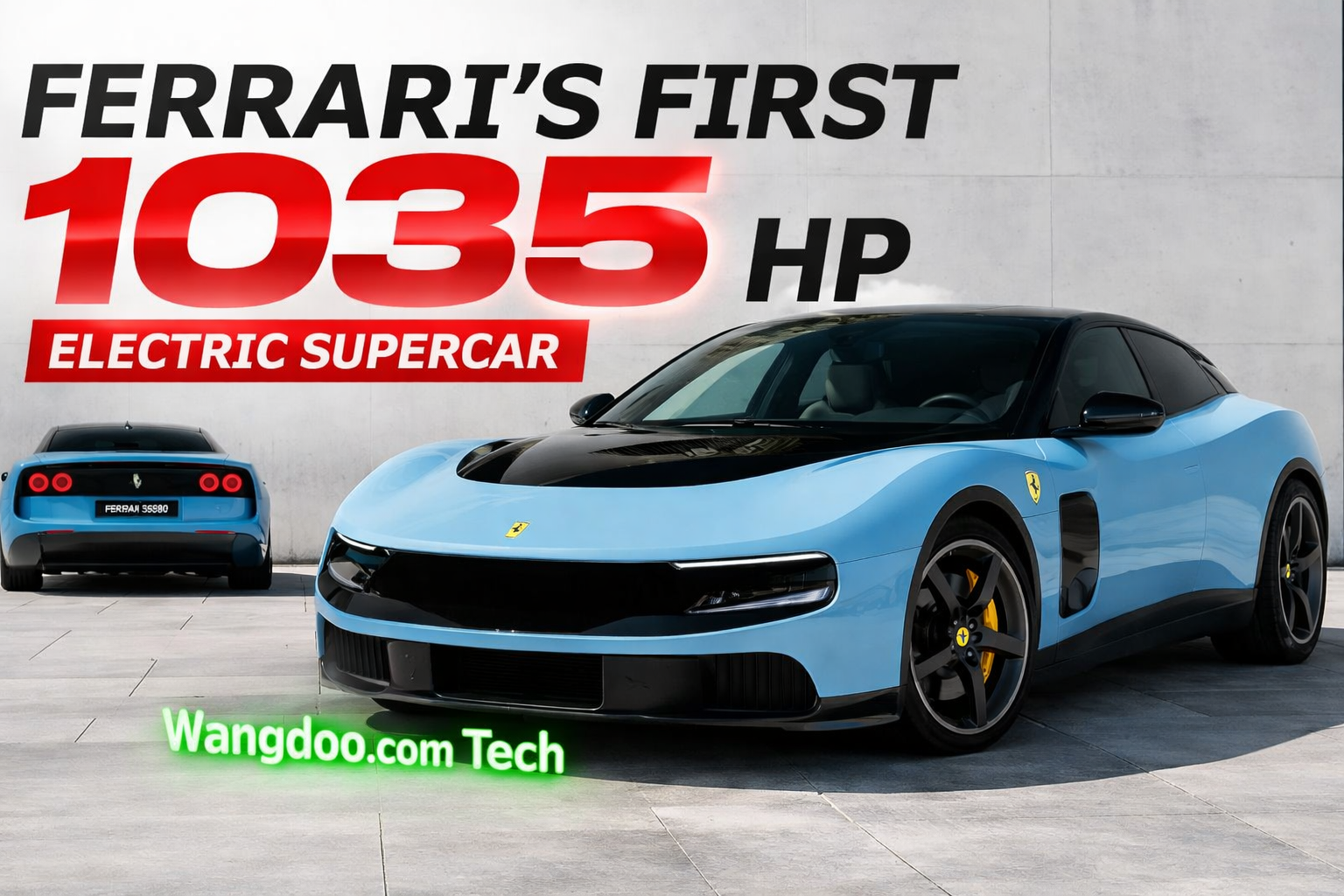 Blue Ferrari Luce electric supercar