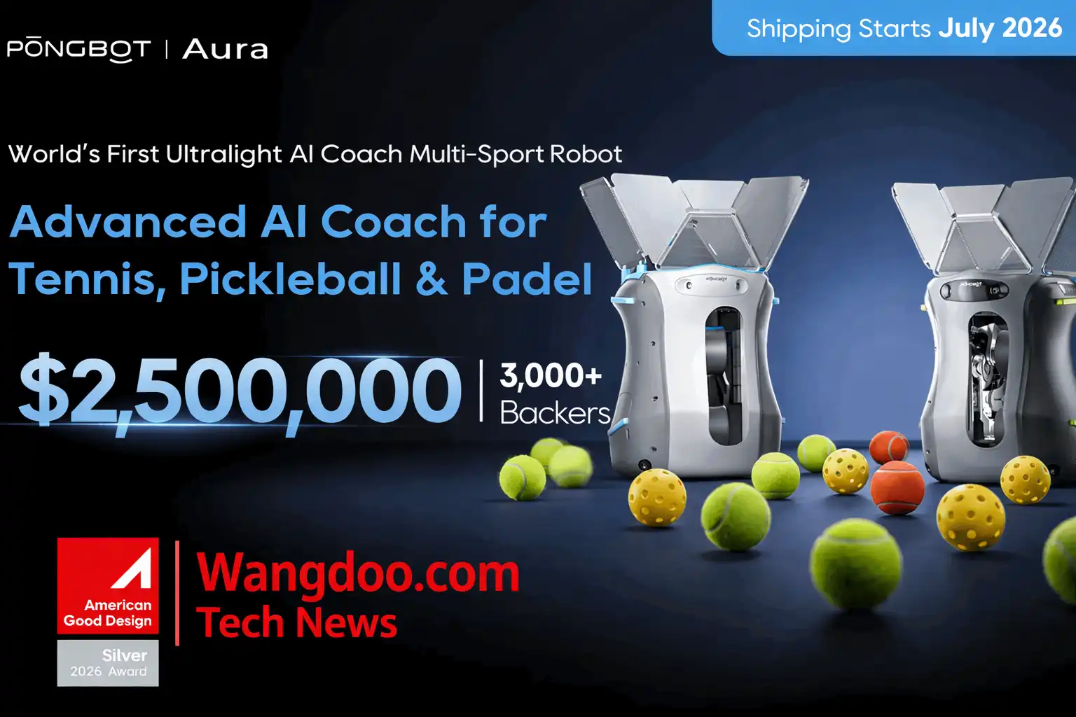 Pongbot Aura-The First Ultralight AI Coach Multi-Sport Robot