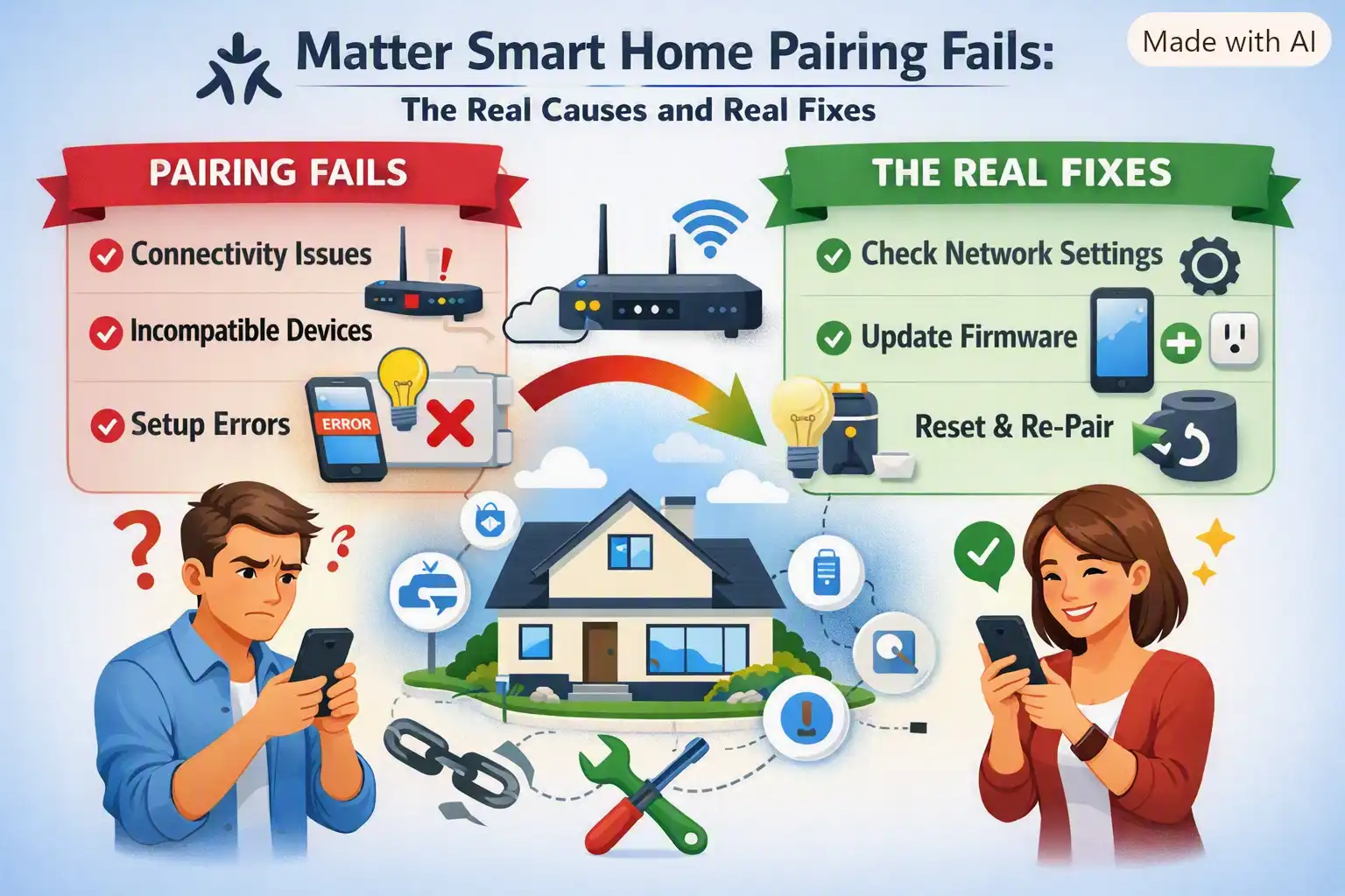 Smart home devices showing connection issues
